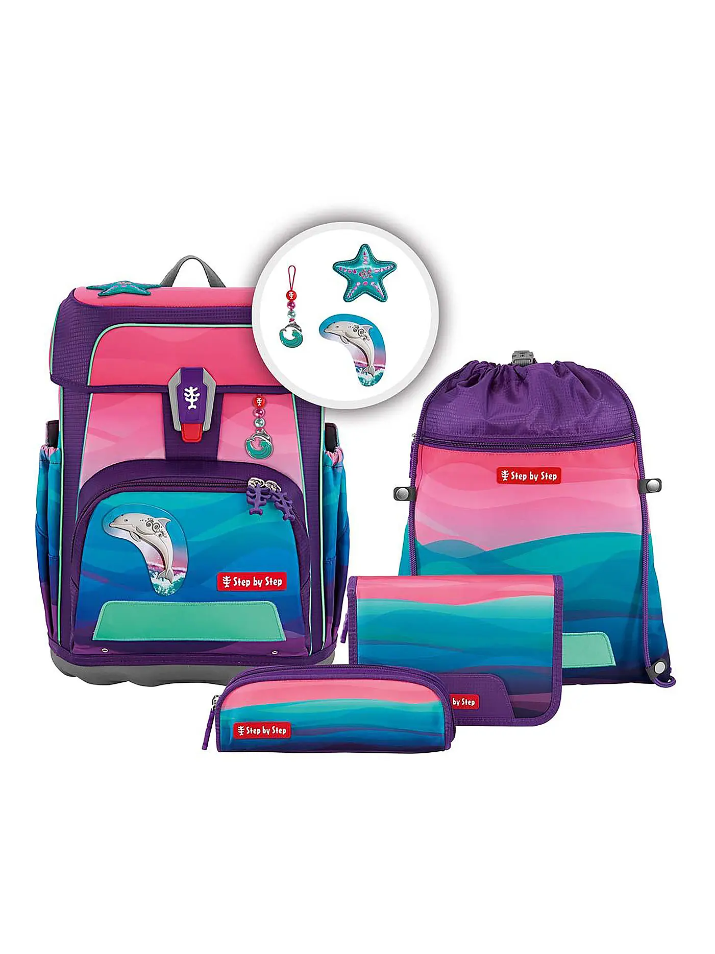 STEP BY STEP | Schultaschen Set 5-teilig  CLOUD Ocean Dolphin Lana | 
